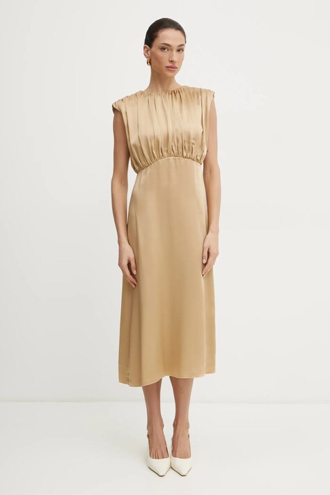 Liviana Conti rochie culoarea maro, midi, dreaptă, F5SS70