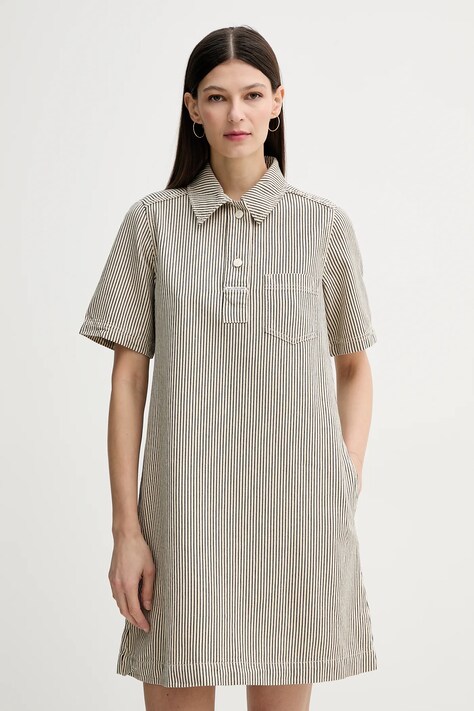 Marc O'Polo rochie din denim culoarea bej, mini, dreaptă, 5000005838