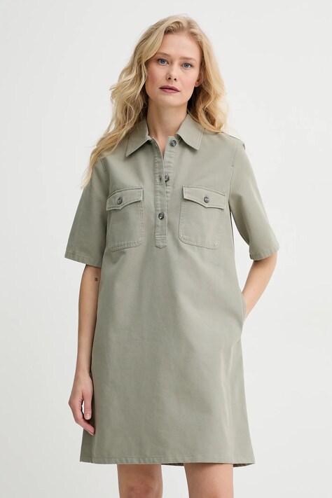 Bavlněné šaty A.P.C. robe selia zelená barva, mini, COGBJ.F35177