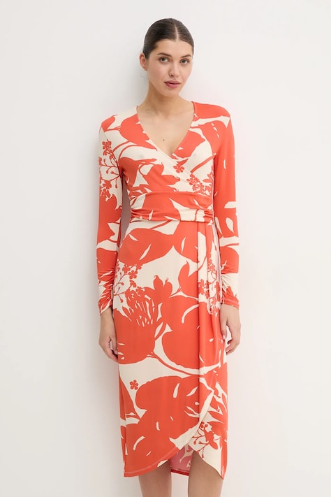 Marc O'Polo rochie culoarea portocaliu, midi, evazată, 503305159035