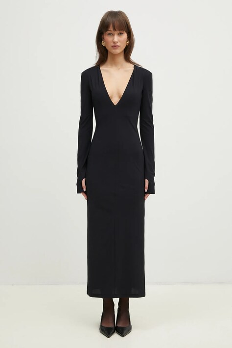 MM6 Maison Margiela sukienka kolor czarny maxi dopasowana S52DG0026