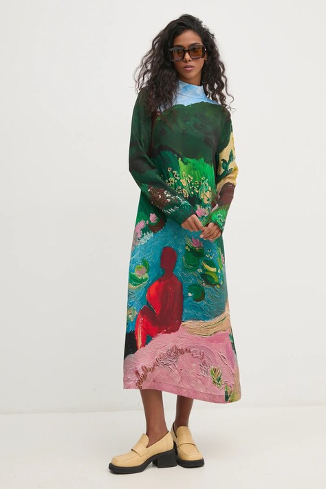 Šaty Stine Goya zelená barva, midi, SG-PS25-D017-2263P