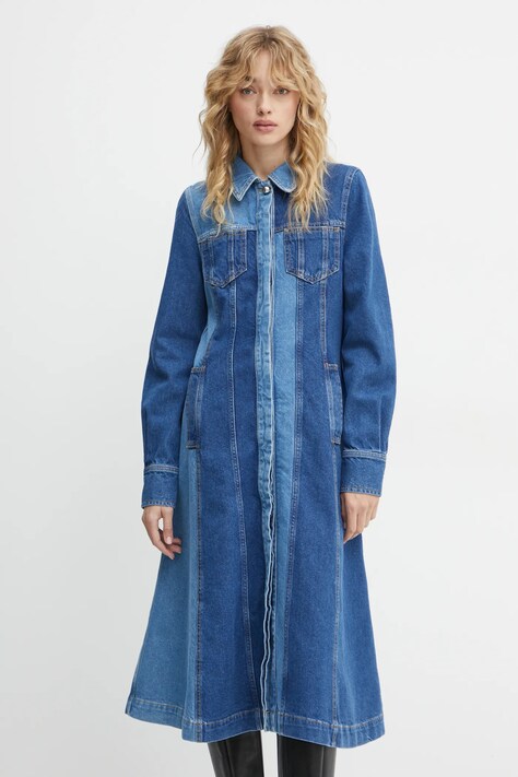 Stine Goya rochie din denim midi, evazată, SG-PS25-D062-2301