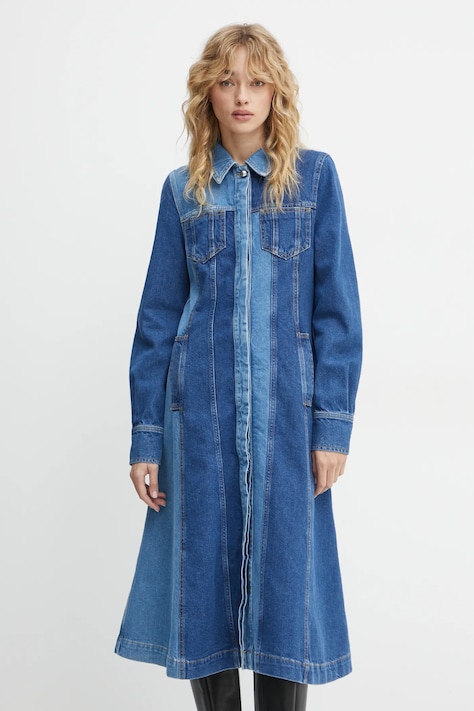 Stine Goya rochie din denim midi, evazată, SG-PS25-D062-2301