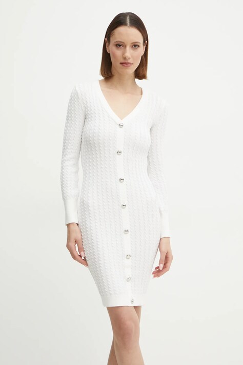 Guess rochie culoarea bej, mini, mulată, W5RK09 Z3KT0