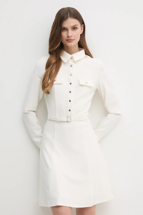Guess rochie ZAMA culoarea bej, mini, evazată, W5RK93 KCBO2
