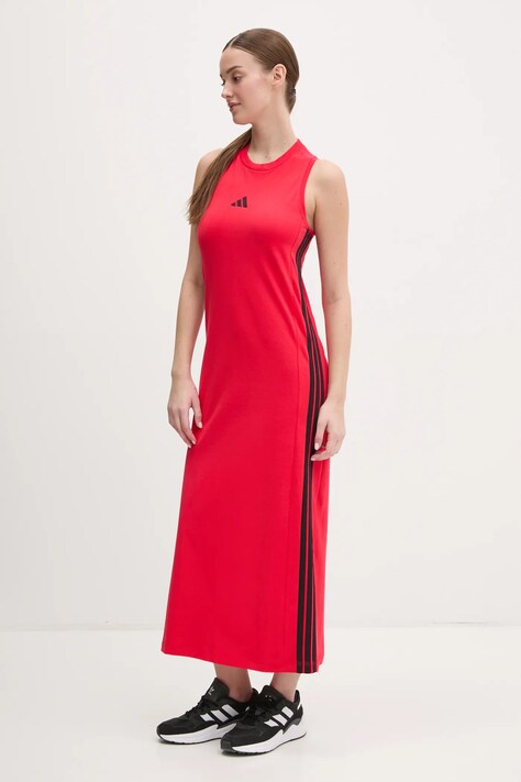 Šaty adidas Essentials červená barva, maxi, JE1206