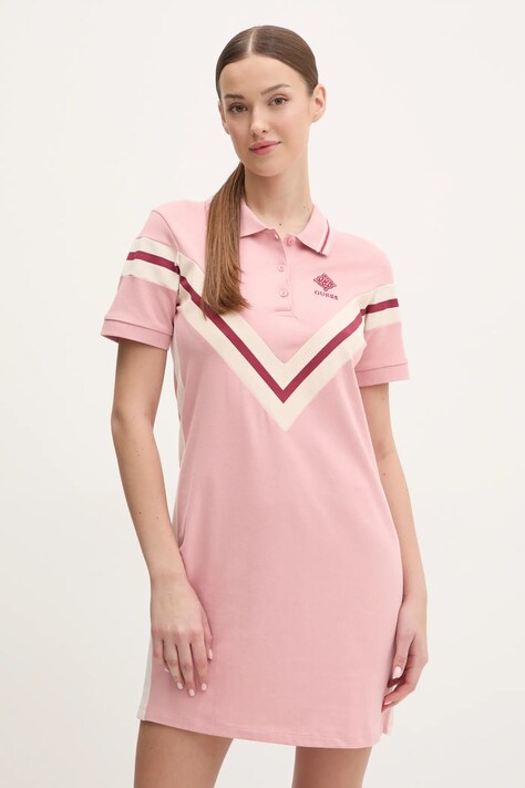 Guess rochie SUZANNE culoarea roz, mini, dreaptă, V5RK00 KCOK1