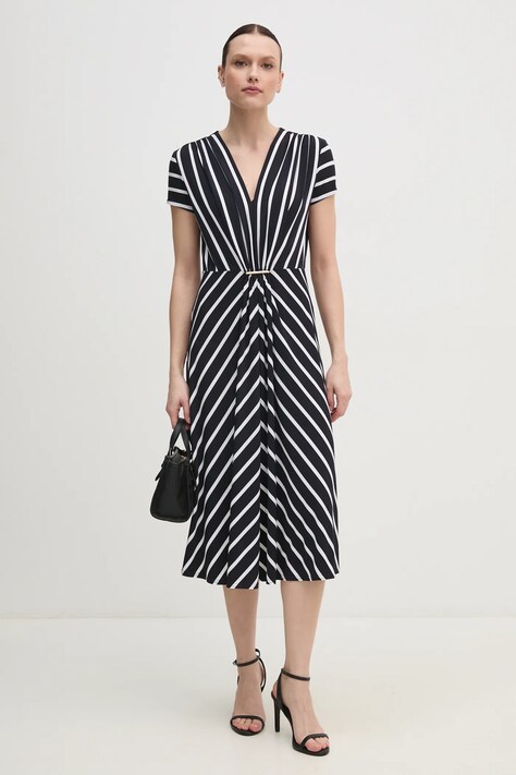 Joseph Ribkoff rochie culoarea bleumarin, midi, evazată, 251295X