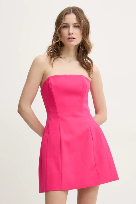 Šaty Bardot růžová barva, mini, 59333DB4
