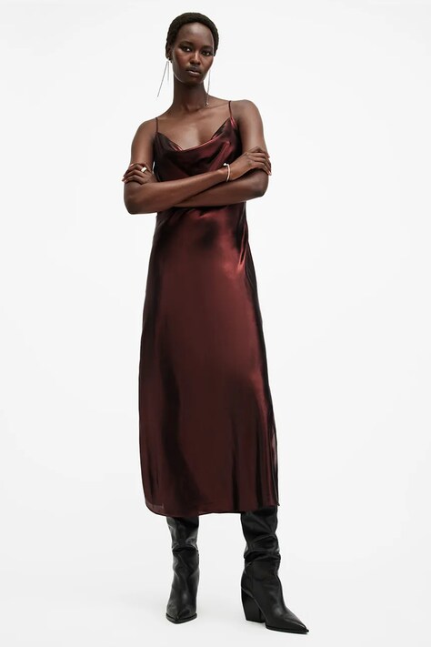 Šaty AllSaints HADLEY červená barva, midi, W255DB