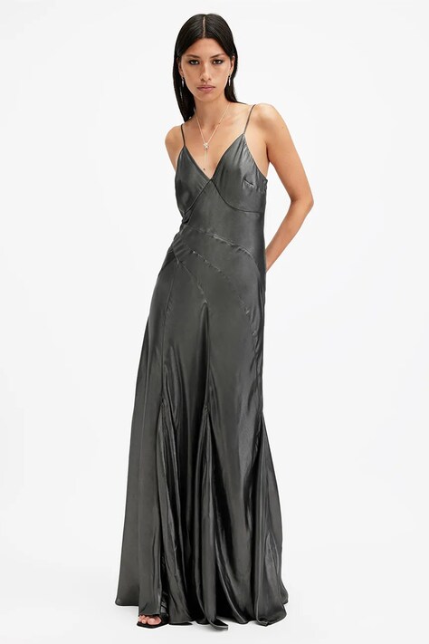 Платье AllSaints LILI цвет серый maxi расклешённое W291DB