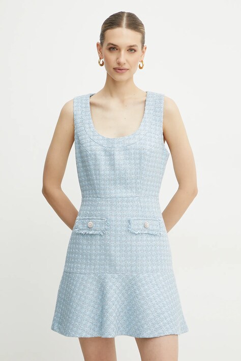 Šaty Guess DAPHNEE modrá barva, mini, W5RK10 WGW82