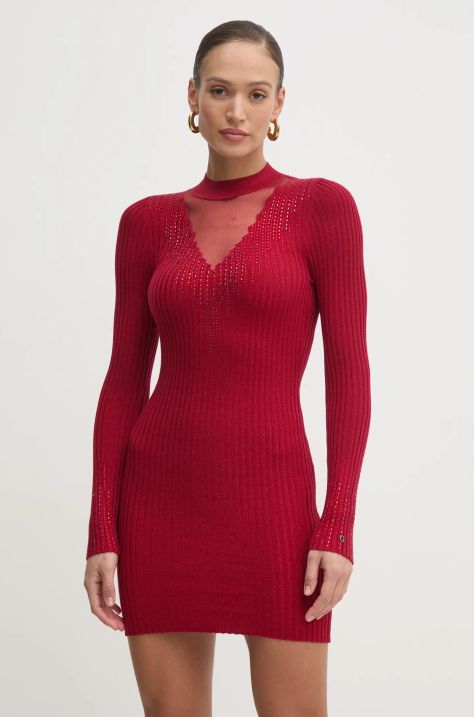 Guess rochie ALICE culoarea bordo, mini, mulata, W5RK14 Z2Y50