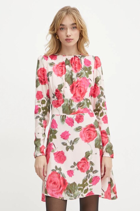 Guess rochie RACHELE culoarea roz, mini, evazată, W5RK39 WGLC2
