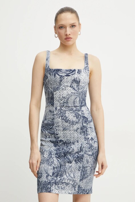 Guess rochie REXA culoarea bleumarin, mini, mulată, W5RK89 D5LH1