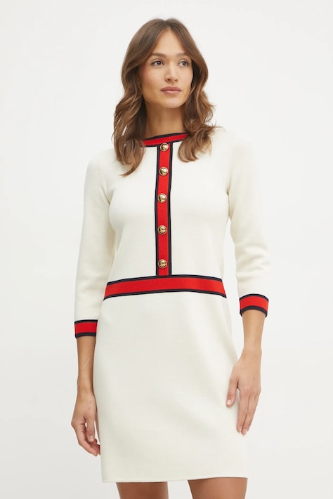 Luisa Spagnoli rochie din lana culoarea bej, mini, mulată, 100025