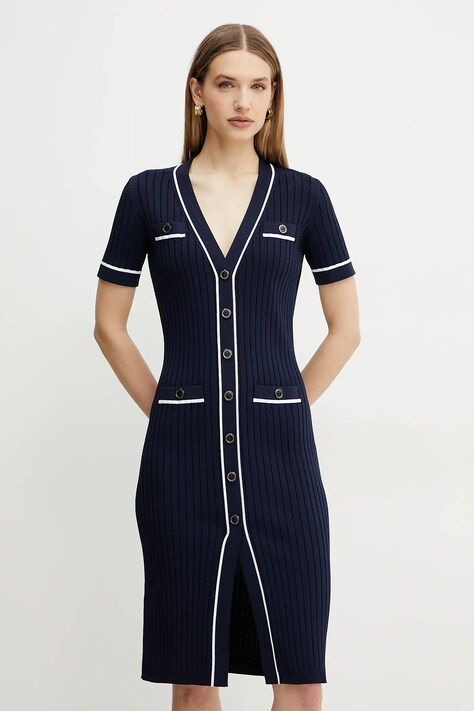 Luisa Spagnoli rochie culoarea bleumarin, mini, mulată, 100004