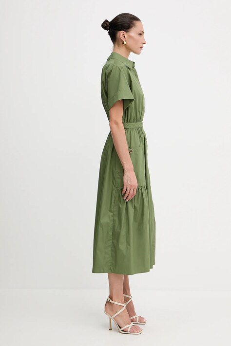 Bavlněné šaty Luisa Spagnoli zelená barva, midi, 541976