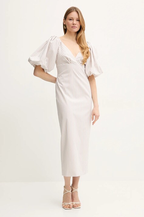 Luisa Spagnoli rochie din bumbac culoarea alb, maxi, dreaptă, 542277