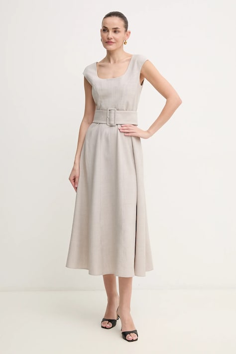 Marella rochie BITTER culoarea bej, maxi, evazată, 2513221011200