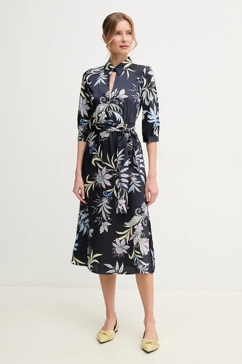 Marella rochie Emme by Marella culoarea bleumarin, midi, evazată, 2515221071200