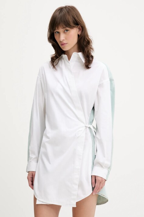 Diesel rochie din bumbac D-ELPHI-DEN DRESS culoarea alb, mini, evazată, A17387.0CBCP