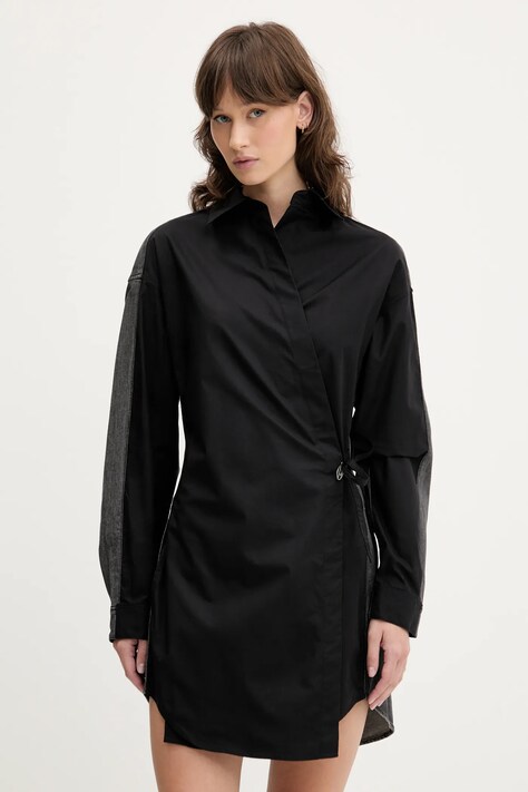 Diesel rochie din bumbac D-ELPHI-DEN DRESS culoarea negru, mini, evazată, A17387.0CBCP