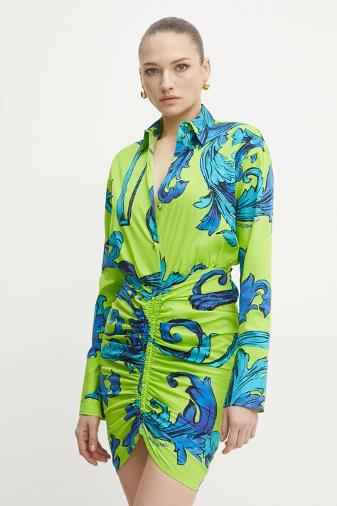 Šaty Versace Jeans Couture zelená barva, mini, 78HAO902 NS644