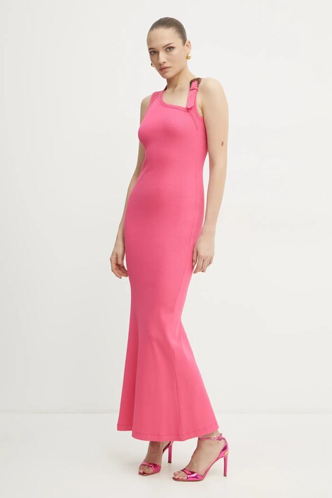 Šaty Versace Jeans Couture růžová barva, maxi, 78HAO973 J0004