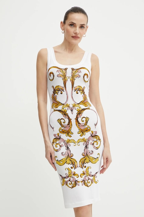 Versace Jeans Couture rochie culoarea alb, mini, mulată, 78HAO9P6 JS473