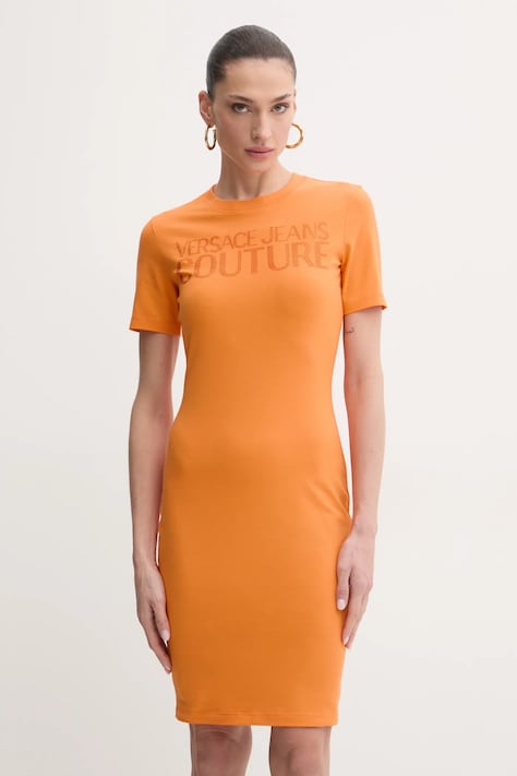 Versace Jeans Couture rochie culoarea portocaliu, mini, mulată, 78HAOS04 CJ01S