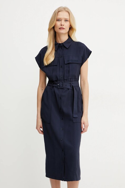 Patrizia Pepe rochie culoarea bleumarin, midi, dreaptă, 2A2870 A573