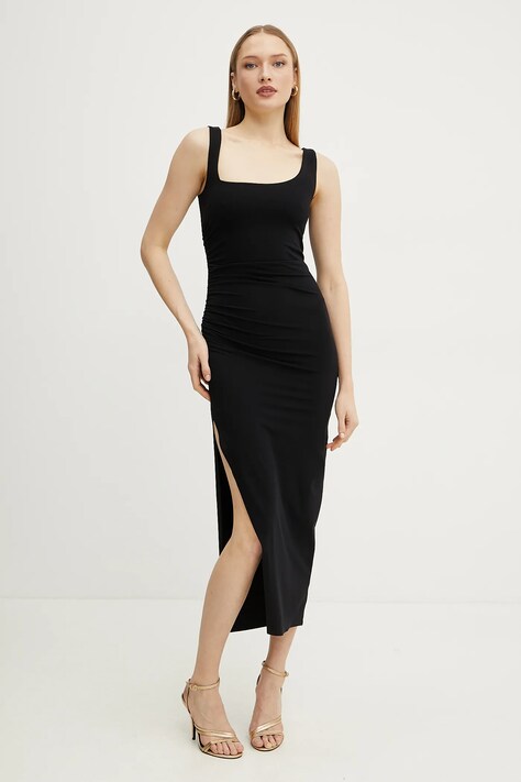 Patrizia Pepe rochie culoarea negru, midi, mulată, 2A2909 J129