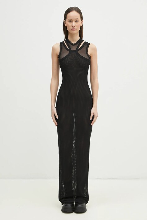 VETEMENTS sukienka Double Mesh kolor czarny maxi dopasowana WA66DR220B