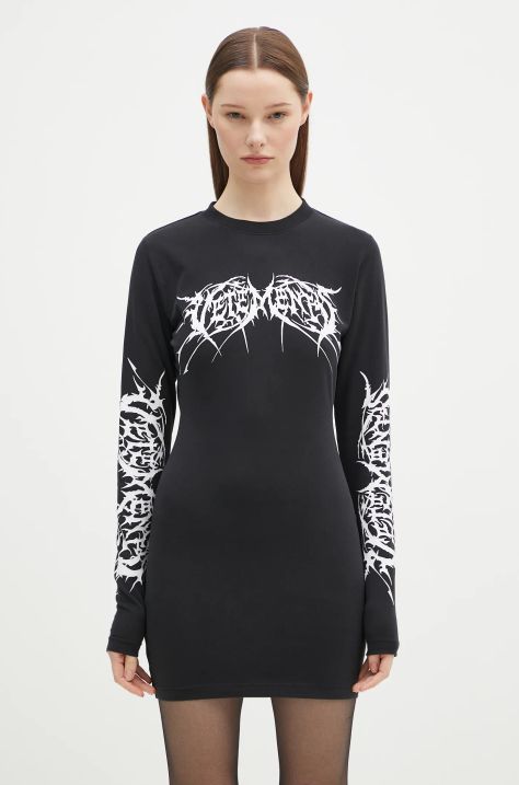 Платье VETEMENTS Death Metal Longsleeve Mini цвет чёрный mini облегающее WA66DR630BW