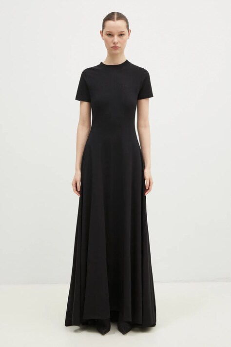 Платье VETEMENTS Embroidered Logo Ballroom цвет чёрный maxi расклешённое WA66DR710B