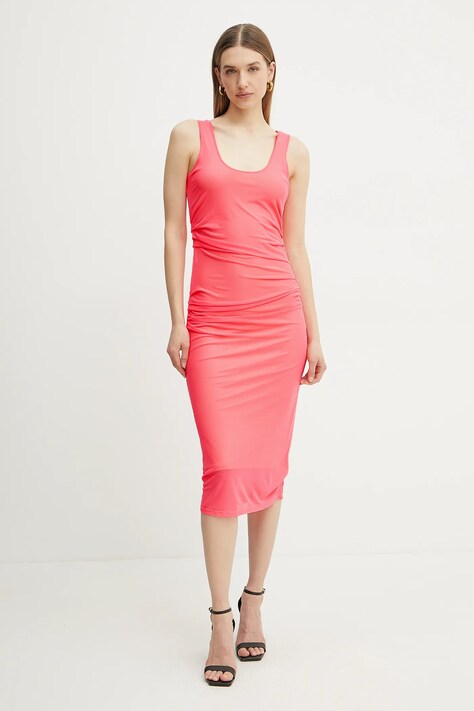 Patrizia Pepe rochie culoarea roz, midi, mulată, 2A2944 J292