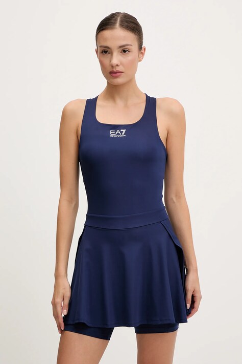 Sportovní šaty EA7 Emporio Armani tmavomodrá barva, mini, AF13282.7W000202