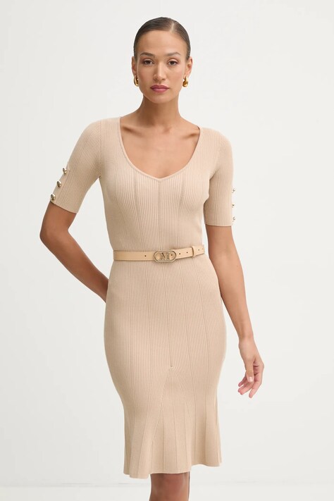 Marciano Guess rochie GRACE culoarea bej, mini, mulată, 5RGK07 5810Z