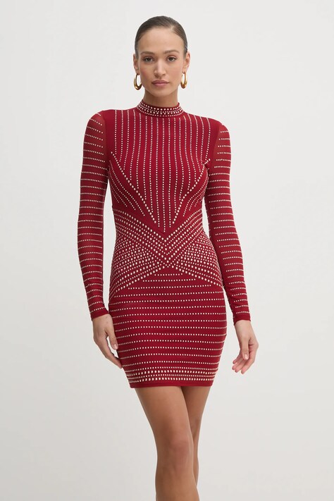 Marciano Guess rochie KRISTAL culoarea bordo, mini, mulată, 5RGK30 6218A