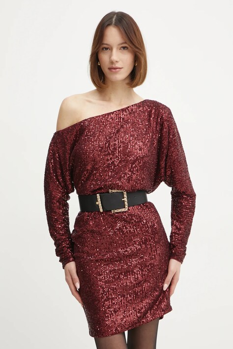 Marciano Guess rochie GABBIE culoarea bordo, mini, dreaptă, 5RGK69 6166A