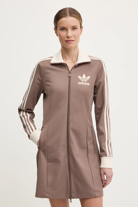 adidas Originals rochie 3S TRACK DRESS culoarea maro, mini, dreaptă, JC5779