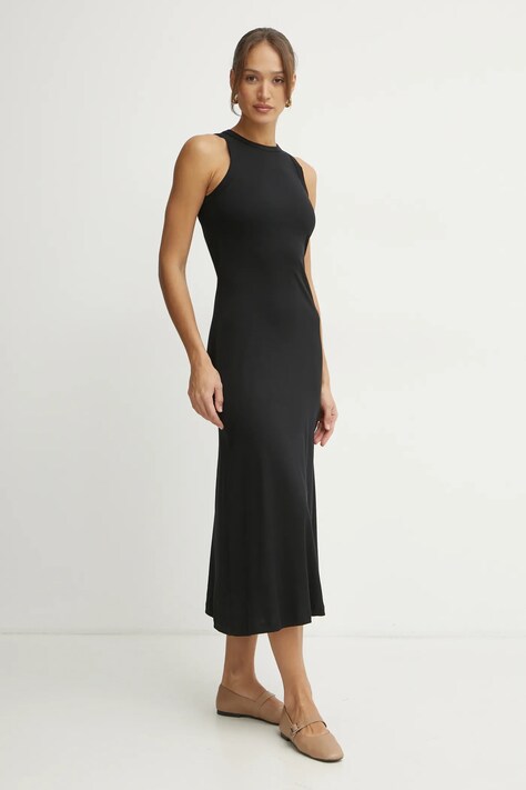 Бавовняна сукня Ivy Oak колір чорний maxi облягаюча IO1100X7656