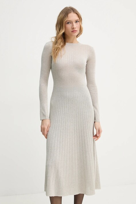 AERON rochie PAVLOVA culoarea bej, maxi, evazată, DR561562