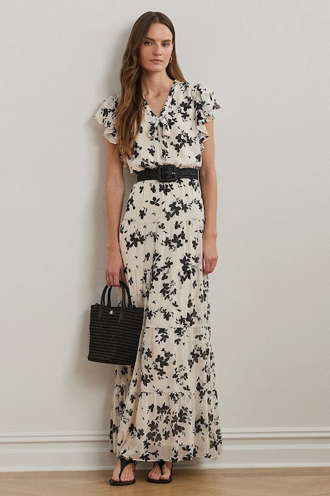 Lauren Ralph Lauren sukienka kolor czarny maxi rozkloszowana 200963677
