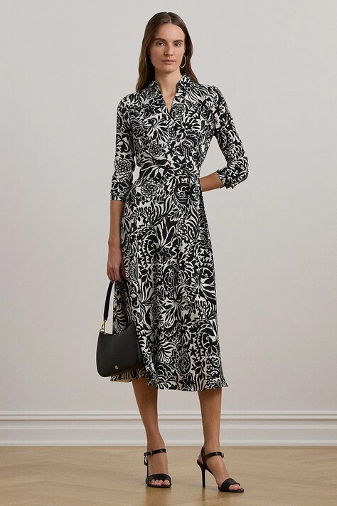 Šaty Lauren Ralph Lauren černá barva, midi, 250963466