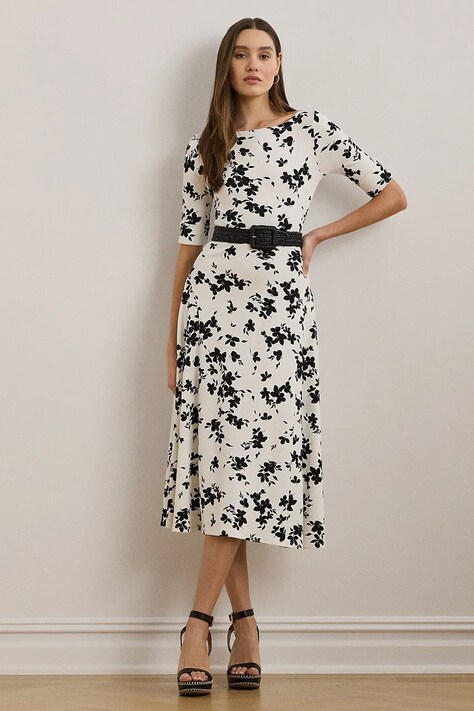 Βαμβακερό φόρεμα Lauren Ralph Lauren χρώμα: μαύρο, 250964093