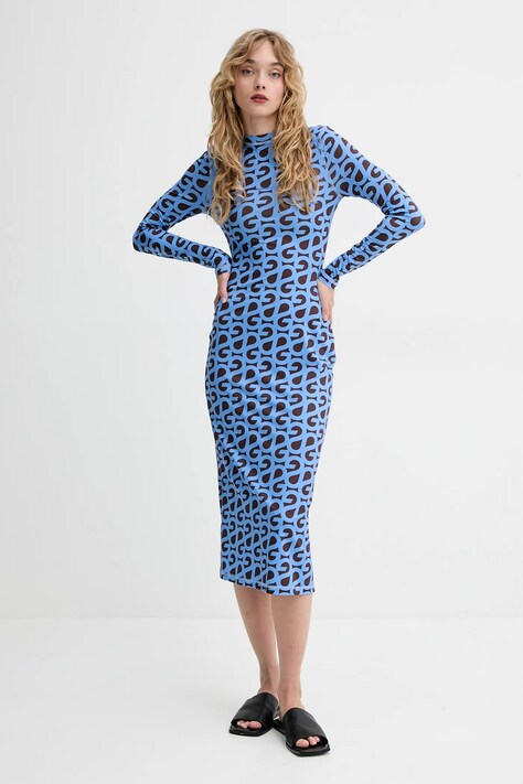 Šaty Stine Goya fialová farba, midi, priliehavá, SG-SS25-D074-2244