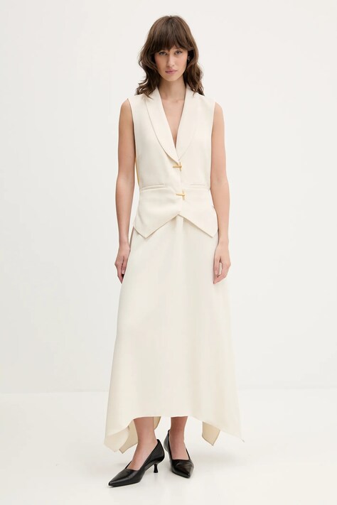 Stine Goya rochie culoarea bej, maxi, evazată, SG-SS25-D115-2347